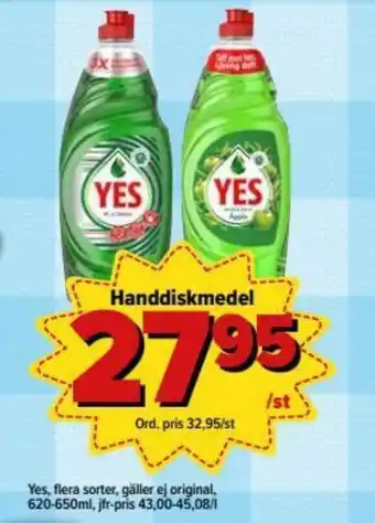 Östenssons Yes Handdiskmedel 620-650 ml erbjuda