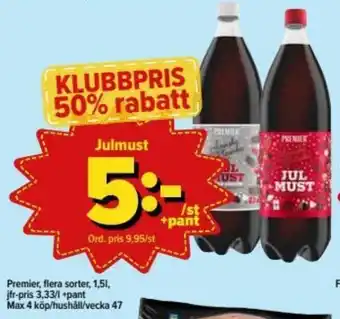 Östenssons Premier Julmust 1,5l erbjuda