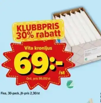 Fixa Vita kronljus 30-pack