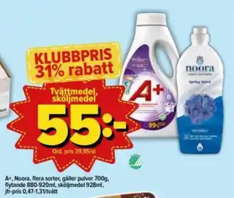Östenssons A+, Noora Tvättmedel, sköljmedel 700g erbjuda
