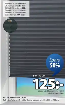 JYSK SALTHOLM PLISSÉGARDIN erbjuda