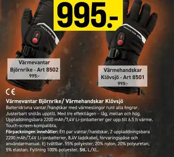 Engelsons Värmevantar björnrike/ värmehandskar klövsjö erbjuda