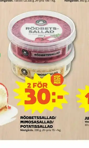 Coop Extra Rödbetssallad/ mimosasallad/ potatissallad erbjuda