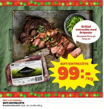 Coop Daglivs Biff/entrecôte erbjuda