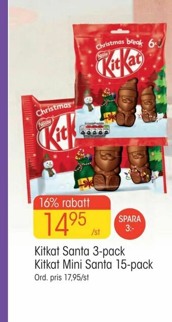 EKO Kitkat Santa 3-pack Kitkat Mini Santa 15-pack erbjuda