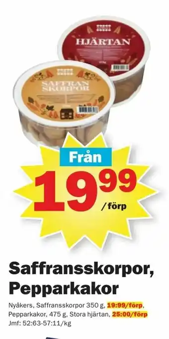 Pekås Saffransskorpor, Pepparkakor erbjuda