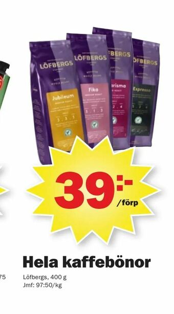 Pekås Hela kaffebönor erbjuda