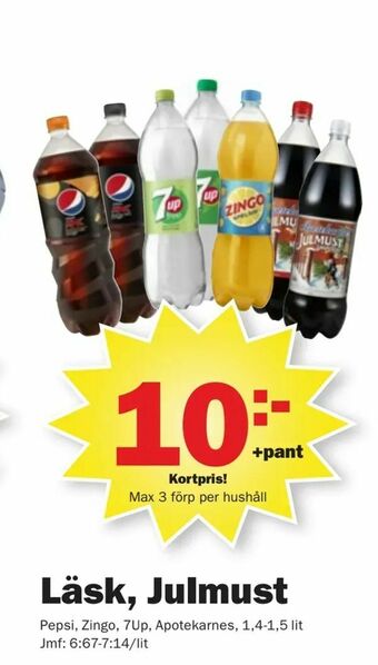 Pekås Läsk, Julmust erbjuda