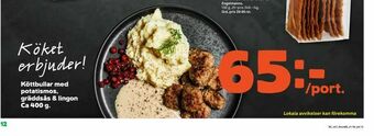 Stora Coop Köttbullar med potatismos, gräddsås & lingon erbjuda