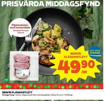 Coop Benfri fläskkotlett erbjuda