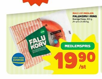 Coop Falukorv i ring erbjuda