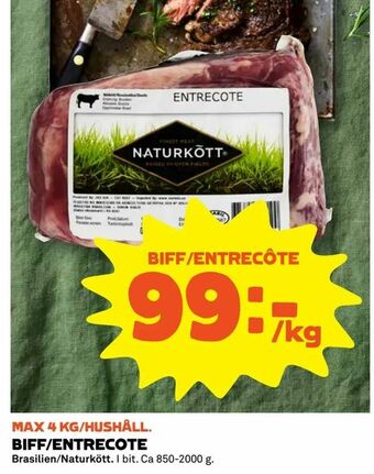 Coop Extra Biff/entrecôte erbjuda