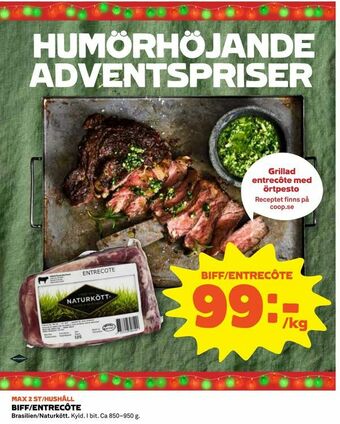 Coop Konsum Biff/entrecôte erbjuda