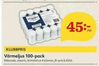 Hemköp Värmeljus 100-pack erbjuda