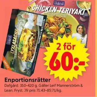 ICA Supermarket Enportionsrätter Dafgård erbjuda