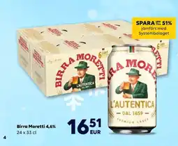 Border Shop BIRRA MORETTI 4.6% erbjuda