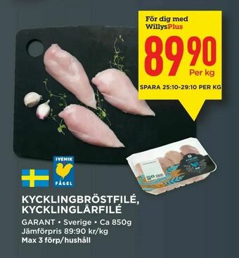 Willys Kycklingbröstfilé, kycklinglårfilé erbjuda