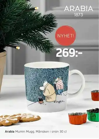Önska Arabia Mumin Mugg, Månsken i snön 30 cl erbjuda