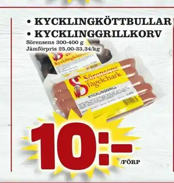 Matdax kycklingköttbullar • kycklinggrillkorv erbjuda