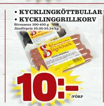 Supergrossen kycklingköttbullar • kycklinggrillkorv erbjuda
