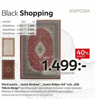 XXXLutz Vävd matta 'Isatis Keshan', 'Isatis Bidjar röd' och 'Silk Täbriz Beige' erbjuda
