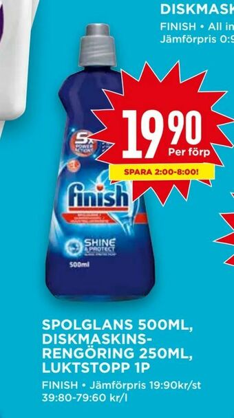 Spolglans 500ml, diskmaskins- rengöring 250ml, luktstopp 1p