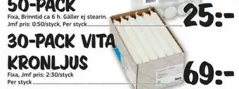 30-pack Vita Kronljus