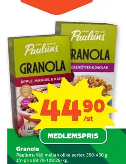 Stora Coop Granola erbjuda