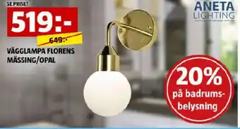 Bauhaus Vägglampa florens mässing/opal erbjuda