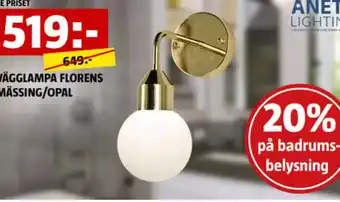 Bauhaus Vägglampa florens mässing/opal erbjuda