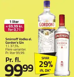 Fleggaard Smirnoff Vodka el. Gordon's Gin erbjuda