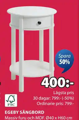 JYSK EGEBY SÄNGBORD erbjuda