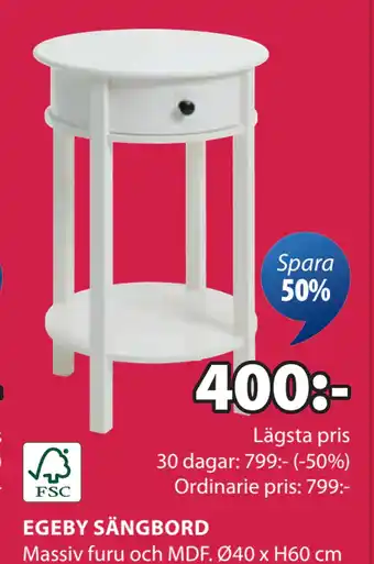 JYSK EGEBY SÄNGBORD erbjuda