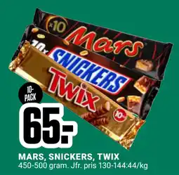MARS, SNICKERS, TWIX