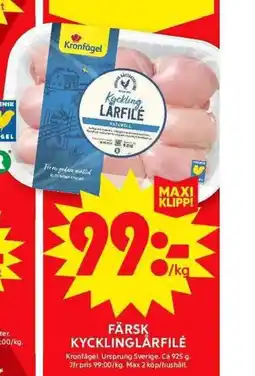 ICA Maxi Färsk kycklinglårfilé erbjuda