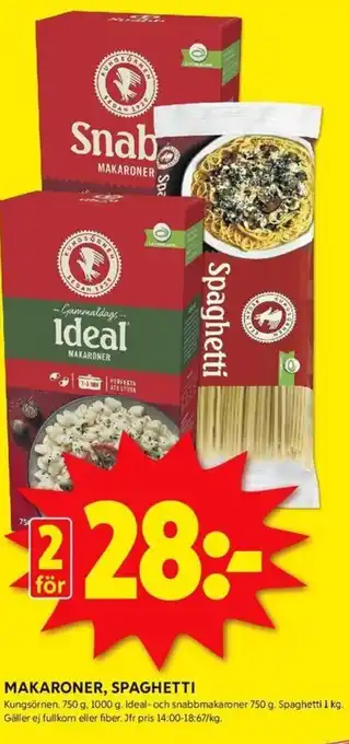 ICA Kvantum Makaroner, spaghetti erbjuda