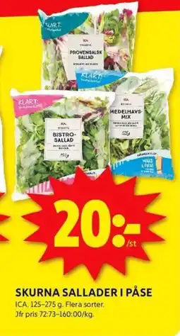 ICA Kvantum Skurna sallader i påse erbjuda