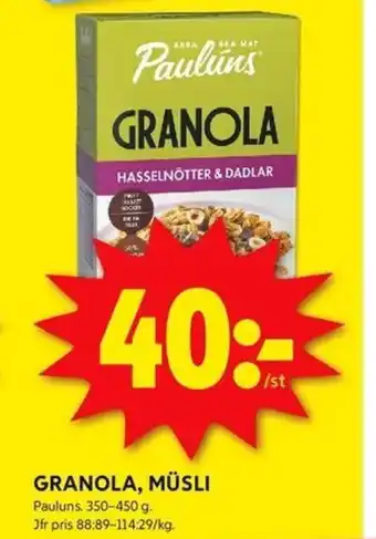 ICA Kvantum Granola, müsli erbjuda