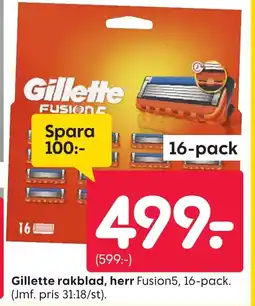 Rusta Gillette rakblad, herr erbjuda