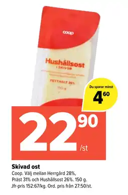 Coop Extra Skivad ost erbjuda