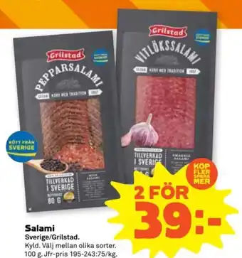 Stora Coop Salami Sverige/Grilstad. erbjuda