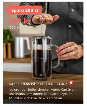 Electrolux Home KAFFEPRESS PÅ 0,75 LITER erbjuda