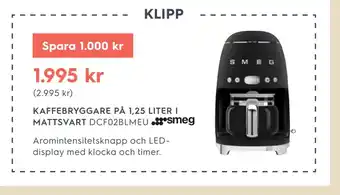 Electrolux Home KAFFEBRYGGARE PÅ 1,25 LITER I MATTSVART erbjuda