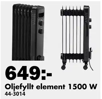 Biltema Oljefyllt element 1500 W erbjuda