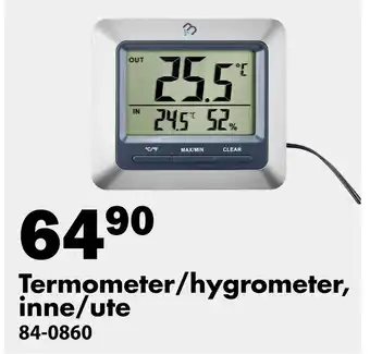 Biltema Termometer/hygrometer, inne/ute erbjuda