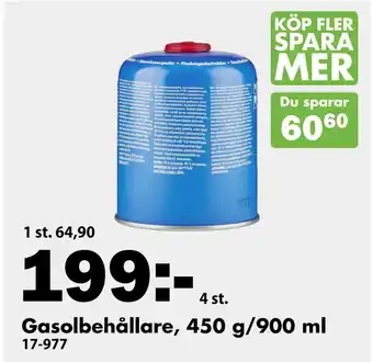 Biltema Gasolbehållare, 450 g/900 ml erbjuda