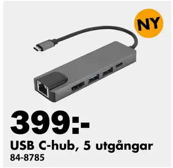 Biltema USB C-hub, 5 utgångar erbjuda