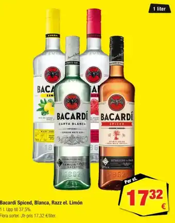 Calle Bacardi spiced, blanca, razz el. limón erbjuda