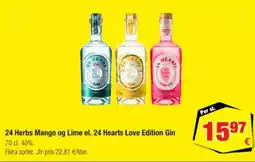 Calle 24 herbs mango og lime el. 24 hearts love edition gin erbjuda