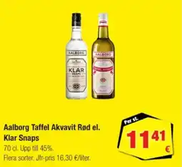 Calle Aalborg taffel akvavit rød el. klar snaps erbjuda